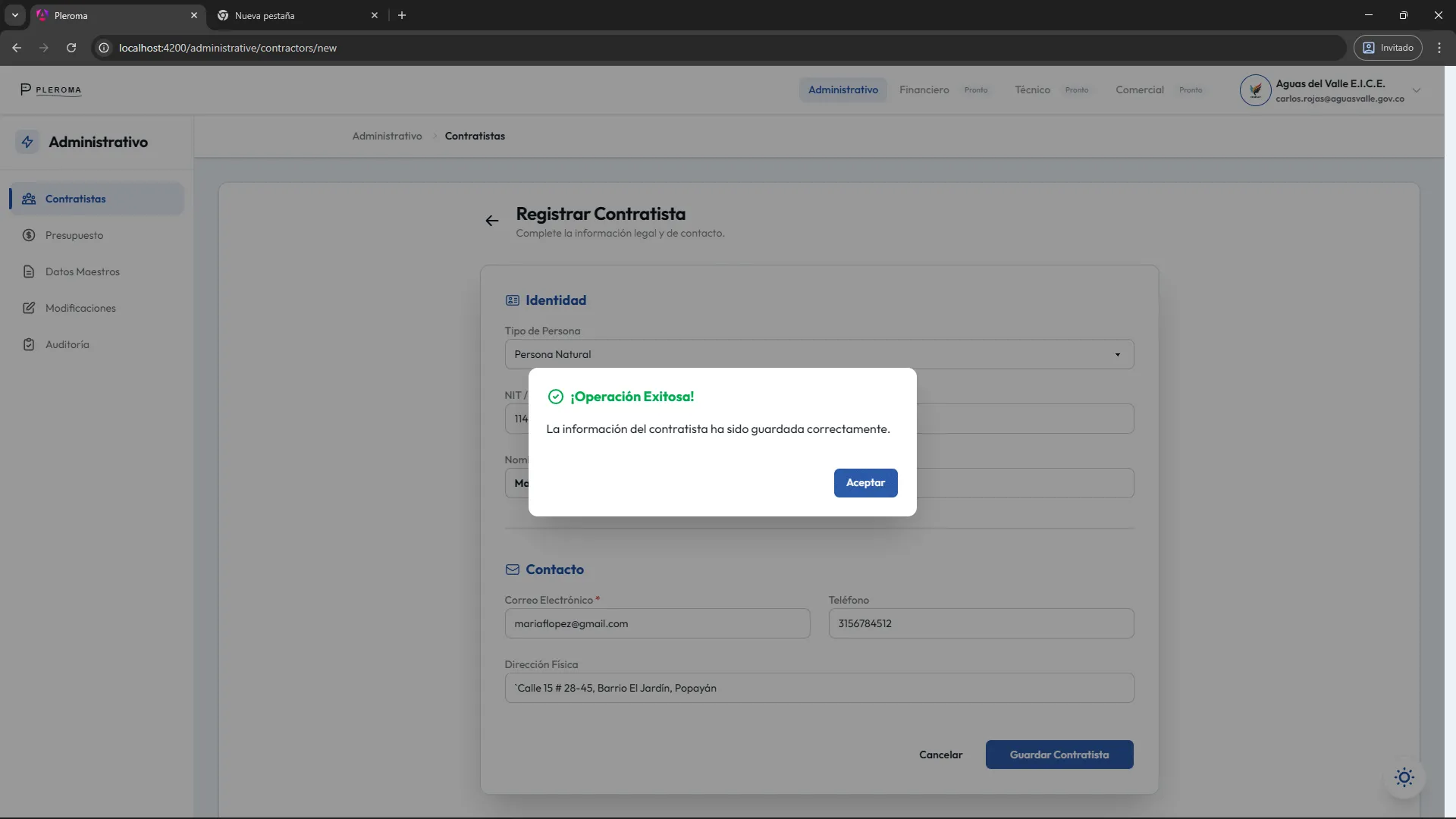 Registro de Terceros